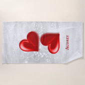 Red Hearts Personalisiert Beach Handtuch (Vorderseite)