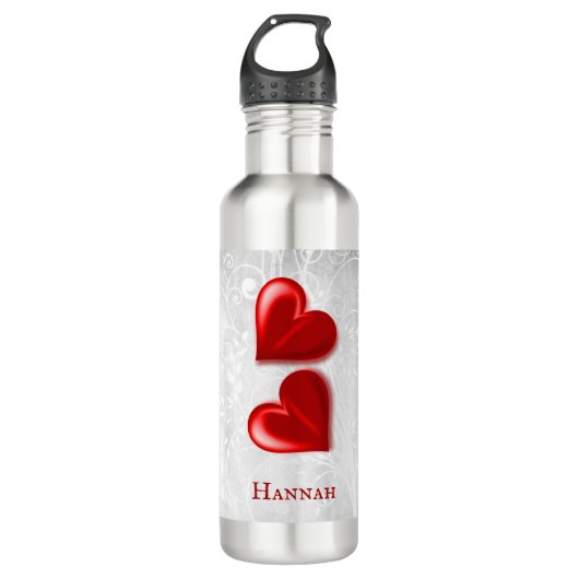 Red Hearts Personalisiert Edelstahlflasche (Vorderseite)