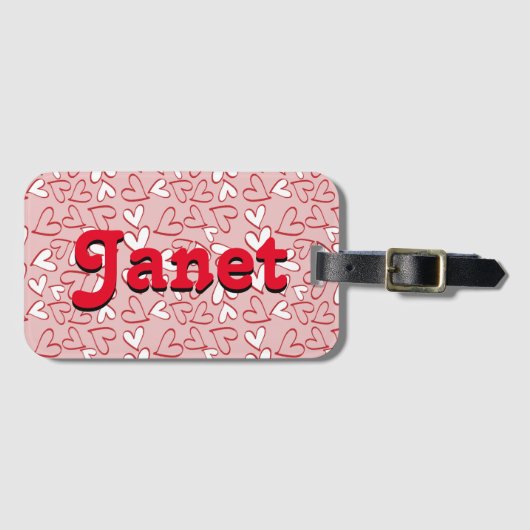 Red Hearts Personalisiert Gepäckanhänger (Vorderseite (Horizontal))