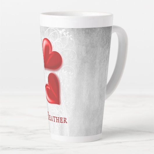 Red Hearts Personalisiert Latte Tasse (Rechte Ecke)