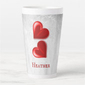 Red Hearts Personalisiert Latte Tasse (Vorderseite)