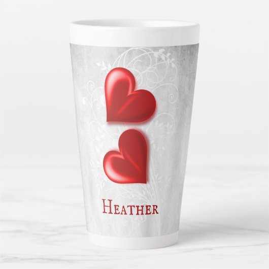 Red Hearts Personalisiert Latte Tasse (Vorderseite)