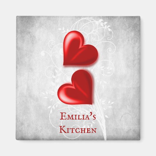 Red Hearts Personalisiert Magnet (Vorne)