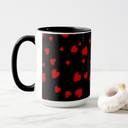 Red Hearts Personalisiert Tasse (Mit Donut)