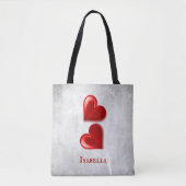 Red Hearts Personalisiert Tote Bag Tasche (Vorderseite)