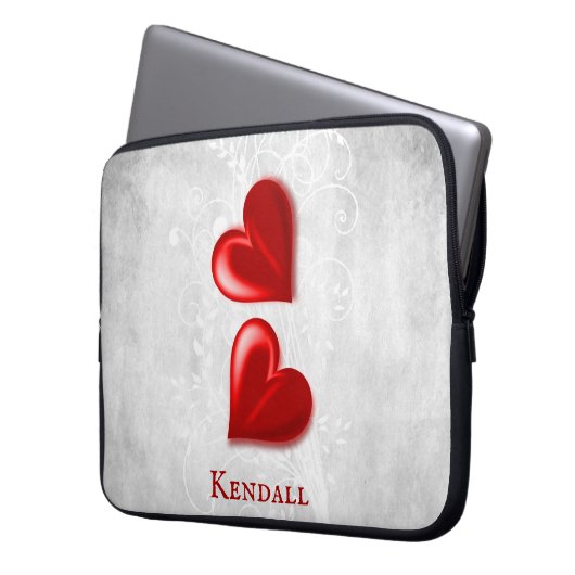 Red Hearts Personalisierter Laptop-Sieb Laptopschutzhülle (Vorderseite Links)