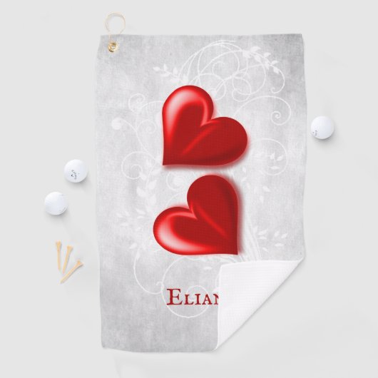 Red Hearts Personalisiertes Golfhandtuch (Insitu)