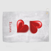 Red Hearts Personalisiertes Golfhandtuch (Horizontal)