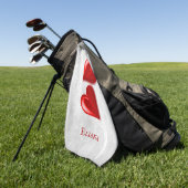 Red Hearts Personalisiertes Golfhandtuch (Gras)