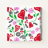 Red Hearts Pink Blume Hugs Sketchbook Journal Notizblock (Rückseite)