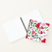 Red Hearts Pink Blume Hugs Sketchbook Journal Notizblock (Innenseite)