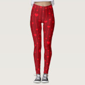 Red Hearts popular pattern Leggings (Vorderseite)