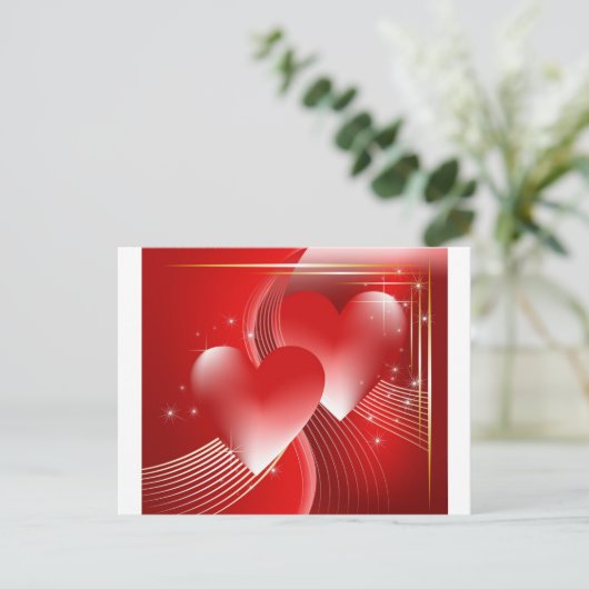 Red Hearts Postkarte (Stehend Vorderseite)