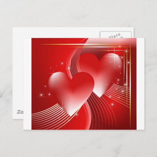 Red Hearts Postkarte (Vorne/Hinten)