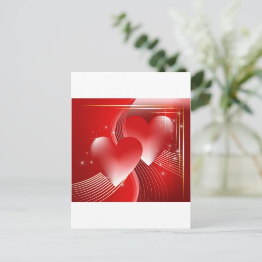 Red Hearts Postkarte (Stehend Vorderseite)
