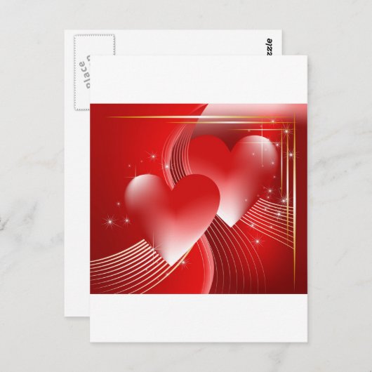 Red Hearts Postkarte (Vorne/Hinten)