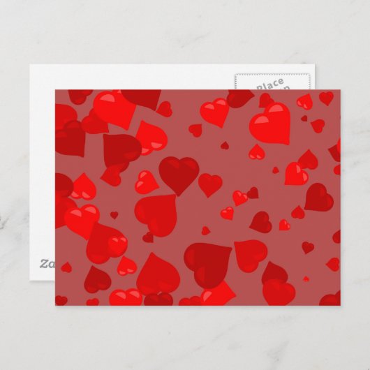 Red Hearts Postkarte (Vorne/Hinten)
