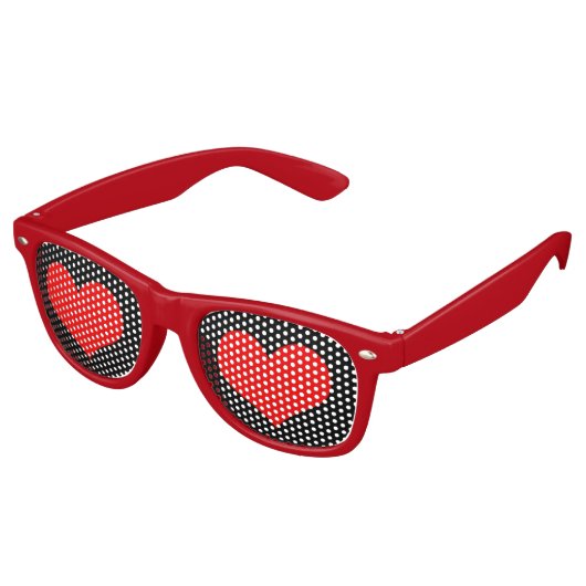 Red Hearts Retro Shades / Fun Party Sonnenbrille (Schrägansicht)