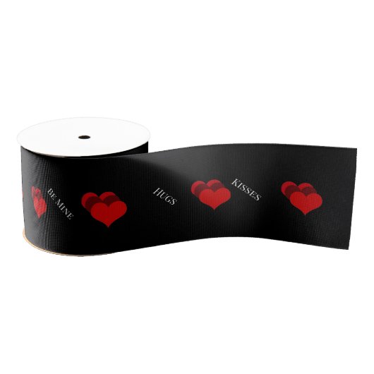 Red Hearts Ribbon Ripsband (Spule)