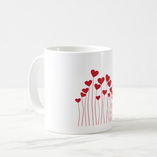 Red Hearts Romantic Mug – Love Gift for Couples Kaffeetasse (Vorderseite Links)