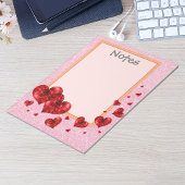 Red Hearts & Rose Glitzer Grosser Notepad Notizblock