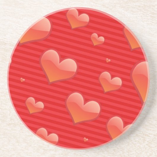 Red Hearts Sandstone Untersetzer (Vorne)