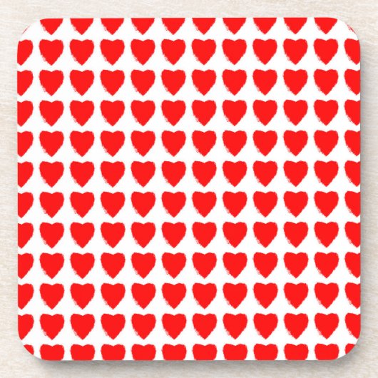 Red Hearts Seamless Pattern Getränkeuntersetzer (Vorderseite)