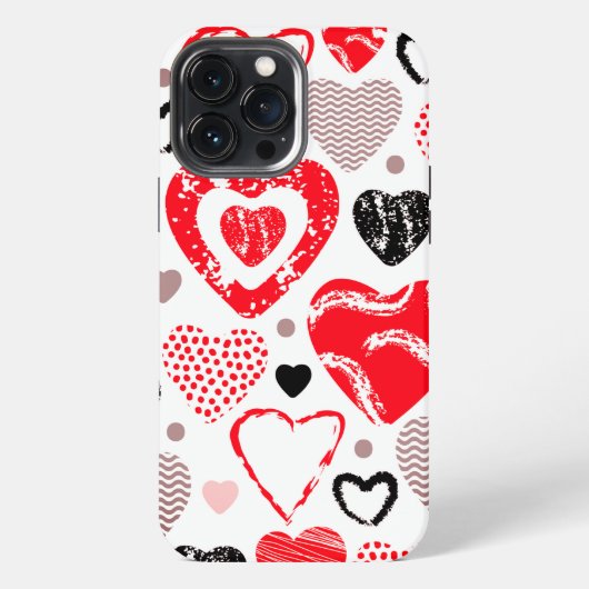 Red Hearts Seamless Pattern iPhone Hülle (Rückseite)