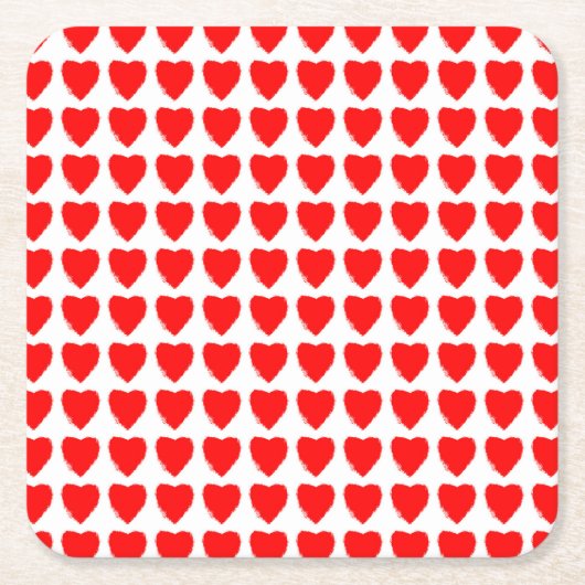 Red Hearts Seamless Pattern Rechteckiger Pappuntersetzer (Vorderseite)