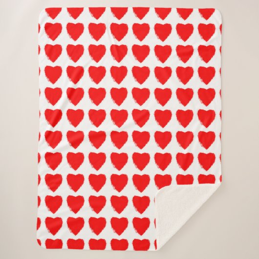 Red Hearts Seamless Pattern Sherpadecke (Vorderseite)