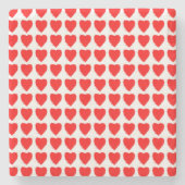 Red Hearts Seamless Pattern Steinuntersetzer (Vorderseite)