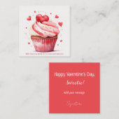 Red Hearts Sweet Cupcake Valentine Day Card Begleitkarte (Vorne/Hinten)
