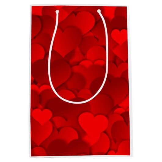 Red Hearts Texture Mittlere Geschenktüte (Vorderseite)