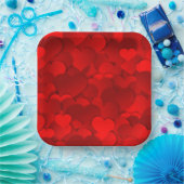 Red Hearts Texture Pattern Pappteller (Party)