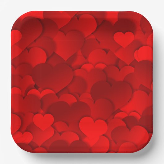 Red Hearts Texture Pattern Pappteller (Vorderseite)