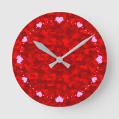 Red Hearts Texture Pattern Runde Wanduhr (Vorderseite)