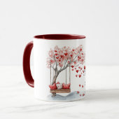 Red Hearts Tree Swing Hugs Kisses Tasse (Vorderseite Links)