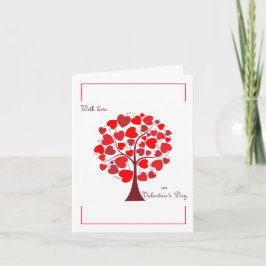 Red Hearts Tree Valentine Feiertagskarte
