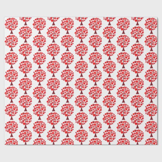 Red Hearts Tree Valentine Geschenkpapier (Flach)