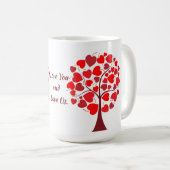 Red Hearts Tree Valentine Kaffeetasse (VorderseiteRechts)
