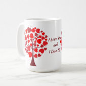 Red Hearts Tree Valentine Kaffeetasse (Vorderseite Links)