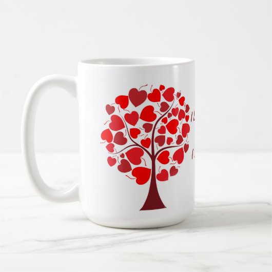 Red Hearts Tree Valentine Kaffeetasse (Links)