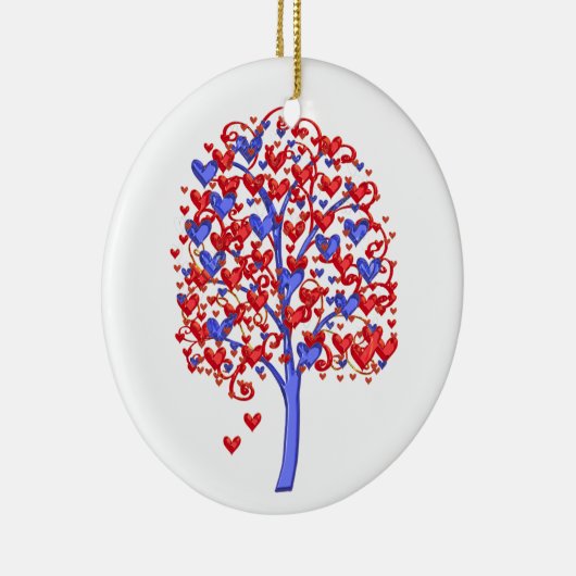Red Hearts Tree Valentine Keramik Ornament (Rechts)
