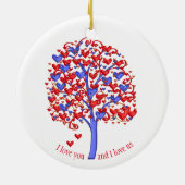 Red Hearts Tree Valentine Keramik Ornament (Hinten)