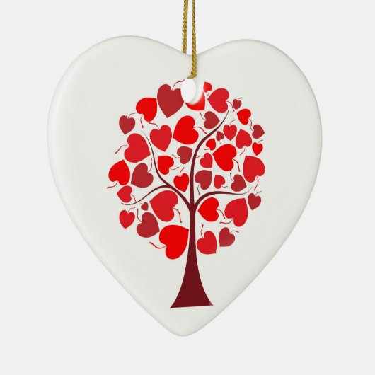 Red Hearts Tree Valentine Keramik Ornament (Rechts)
