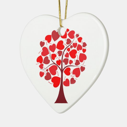 Red Hearts Tree Valentine Keramik Ornament (Links)