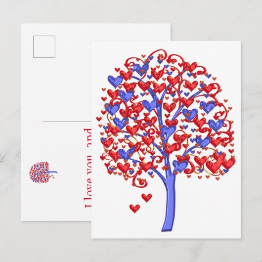 Red Hearts Tree Valentine Postkarte (Vorne/Hinten)
