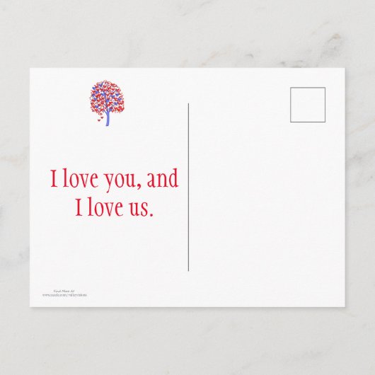 Red Hearts Tree Valentine Postkarte (Rückseite)