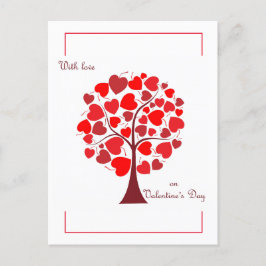 Red Hearts Tree Valentine Postkarte