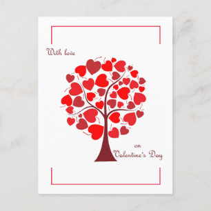 Red Hearts Tree Valentine Postkarte